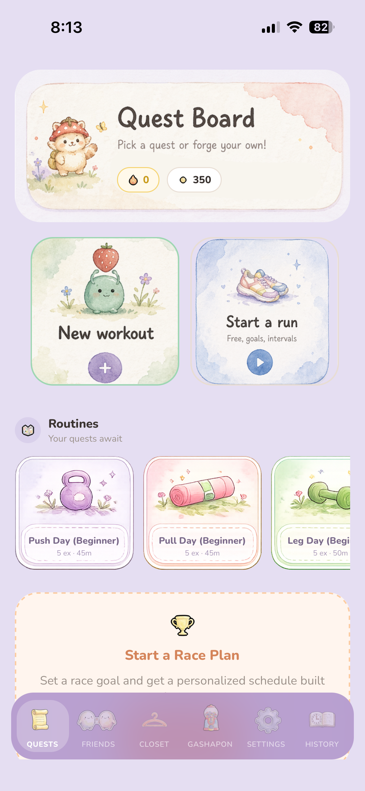 Quest Board — home screen