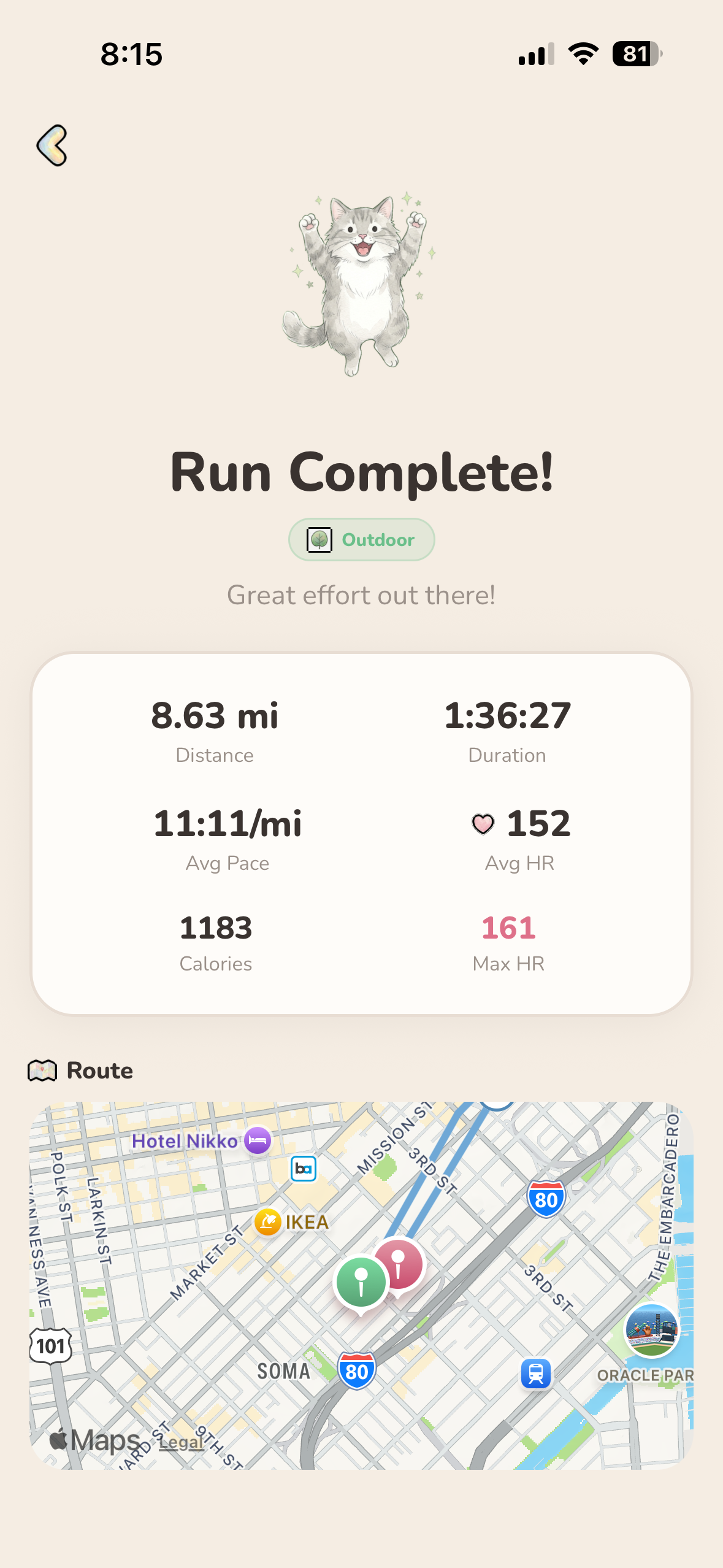 Run Complete stats